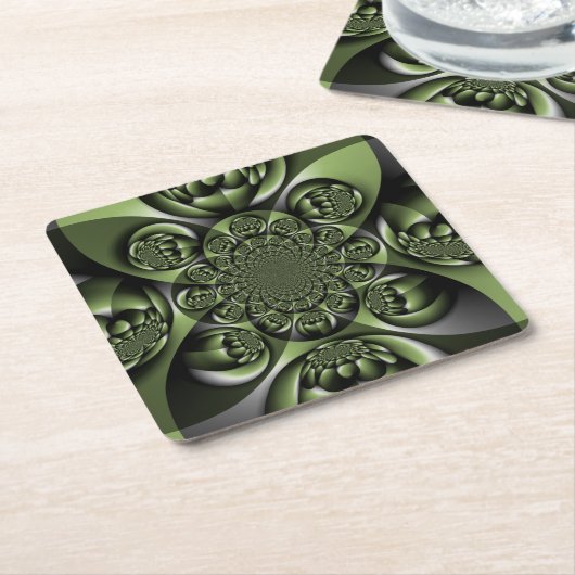 White Green Forest Mini Spheres Kartonnen Onderzetters (Schuin)