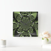 White Green Forest Mini Spheres Vierkante Klok (Huis)