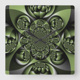 White Green Forest Mini Spheres Vierkante Klok