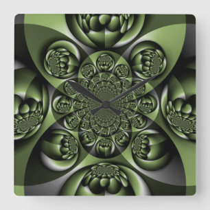 White Green Forest Mini Spheres Vierkante Klok