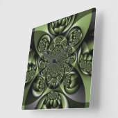 White Green Forest Mini Spheres Vierkante Klok (Hoek)