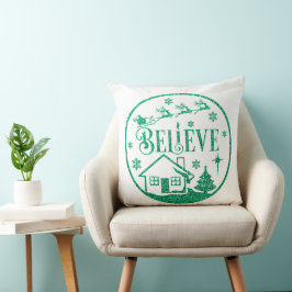 White & Green Glitter Beleef kerstdecoratief Kussen