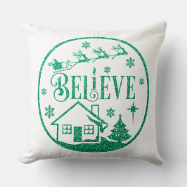 White & Green Glitter Beleef kerstdecoratief Kussen