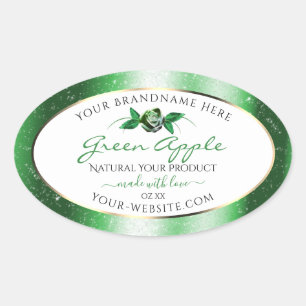 White Green Glitter Stars Floral Product Labels