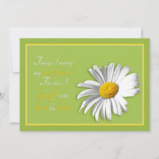 White Green Gold Daisy Wedding Invitation Kaart (Voorkant)