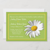 White Green Gold Daisy Wedding Invitation Kaart (Achterkant)