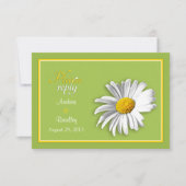 White Green Gold Daisy Wedding RSVP Reply Kaart (Voorkant)