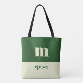 White & green initial personalized tote bag (Achterkant)