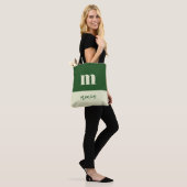 White & green initial personalized tote bag (Op model)