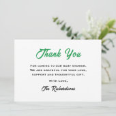 White Green Irish Baby shower Little Shamrock Cool Bedankkaart (Staand voorkant)
