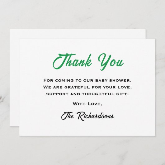 White Green Irish Baby shower Little Shamrock Cool Bedankkaart (Voorkant / Achterkant)