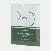 White Green Keepomwille PhD Afstuderen Glas Ornament (Voorkant links)