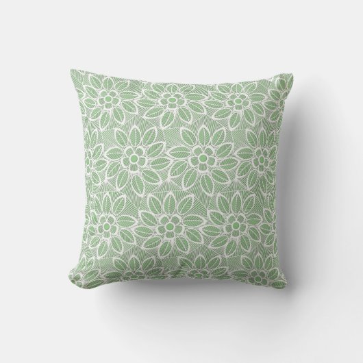 WHITE GREEN LACE DOUBLESIDED Cushion Kussen (Voorkant)