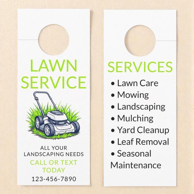 White Green Lawn Care and Service Professional Deurhanger (Creator heeft geüpload)