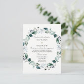 White Green Leaf Wreath Engagement Party nodigt ui Kaart (Staand voorkant)