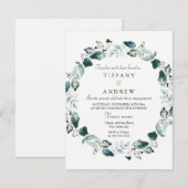 White Green Leaf Wreath Engagement Party nodigt ui Kaart (Voorkant / Achterkant)