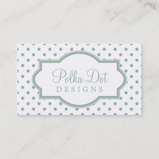 White Green & Lt. Blue Polka Dot Visitekaartjes (Voorkant)