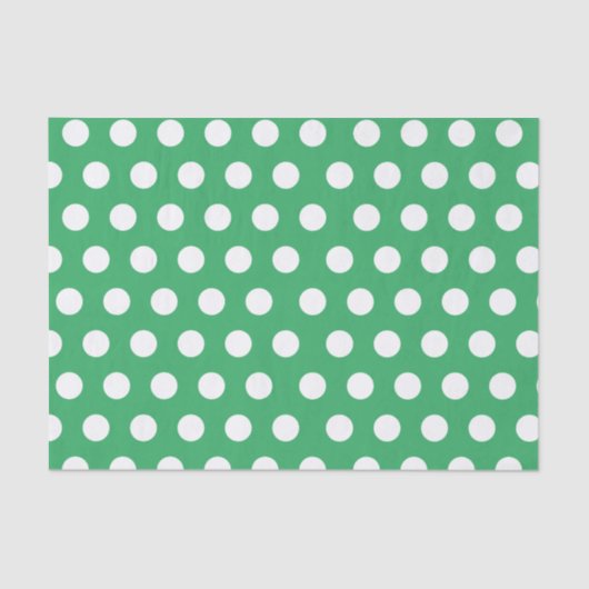 White & Green Medium Polka Dot Party Tissuepapier (Voorkant)