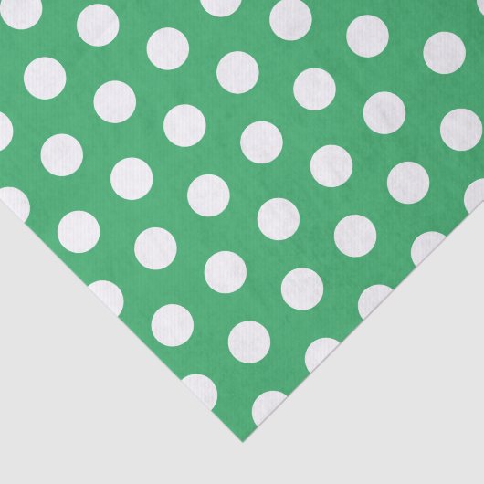 White & Green Medium Polka Dot Party Tissuepapier (Detail)