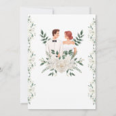 White & Green Minimalist Floral Wedding Invitation Kaart (Achterkant)