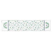 White Green Mistletoe Wreate Monogram Kerstmis Korte Tafelloper (Horizontaal)