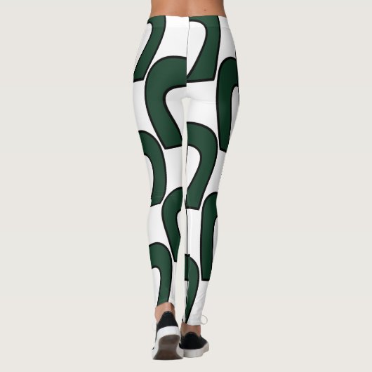 White Green Modern Geometric Fun Workout Leggings (Achterkant)