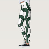 White Green Modern Geometric Fun Workout Leggings (Links)
