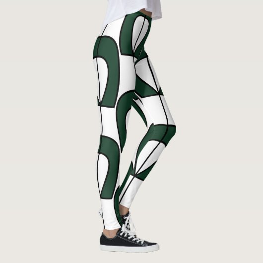 White Green Modern Geometric Fun Workout Leggings (Rechts)