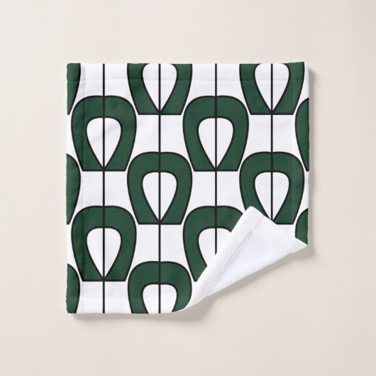 White Green Modern Geometric Trendy Bad Handdoek (Wasdoekje)