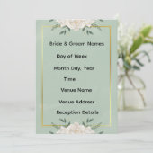 White & Green Modern Minimalist Wedding Invitation Kaart (Staand voorkant)