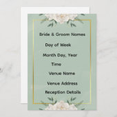 White & Green Modern Minimalist Wedding Invitation Kaart (Voorkant / Achterkant)