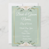 White & Green Modern Minimalist Wedding Invitation Kaart (Voorkant)