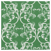 White Green Parisian Damask Pattern Fabric Stof (Close Up)