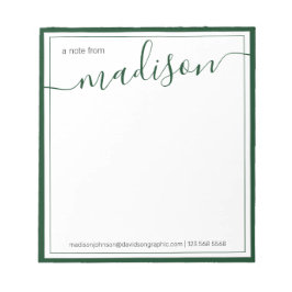 White Green - persoonlijke naam op het bureau van Notitieblok