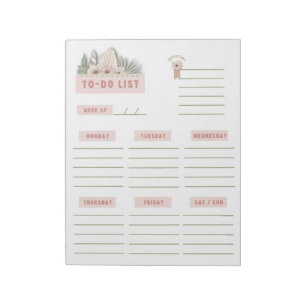 White Green Pink Floral Boho Weekly Planner Pages Notitieblok