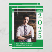 White Green School Color Afstuderen Foto geplakt Kaart (Voorkant / Achterkant)