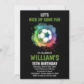White Green Soccer Birthday Invitations Kaart (Voorkant)