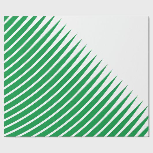 White Green Spikes Leaf Pattern Art Kerstmis Cadeaupapier (Vlak)