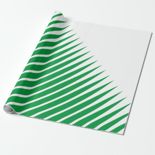White Green Spikes Leaf Pattern Art Kerstmis Cadeaupapier