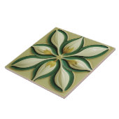 White Green Tulips Symmetrische Art Deco Ceramic T Tegeltje (Zijkant)