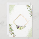 White & Green Watercolor Floral Wedding Invitation Kaart (Achterkant)