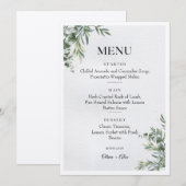 White & Green Watercolor Leaves Wedding Menu (Voorkant / Achterkant)