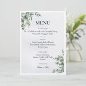 White & Green Watercolor Leaves Wedding Menu (Staand voorkant)