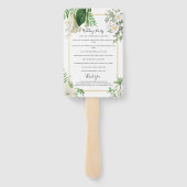 White Green Waterverf Floral Gold Wedding Programm Handwaaier (Achterkant)