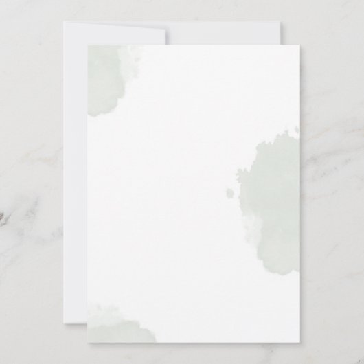 White Green waterverf florale bruiloft Kaart (Achterkant)