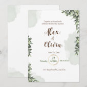 White Green waterverf florale bruiloft Kaart (Voorkant / Achterkant)