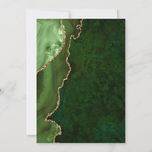 White & Greenery Gold Save the Date Kaart (Achterkant)