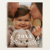 White Greenery Half Wreath Overlay Large Photo Planner (Voorkant)