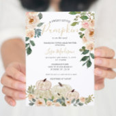 White Greenery Pumpkin Baby shower Invitation Kaart