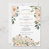 White Greenery Pumpkin Baby shower Invitation Kaart (Voorkant)